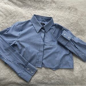 Zara Blue Striped Button Down Shirt